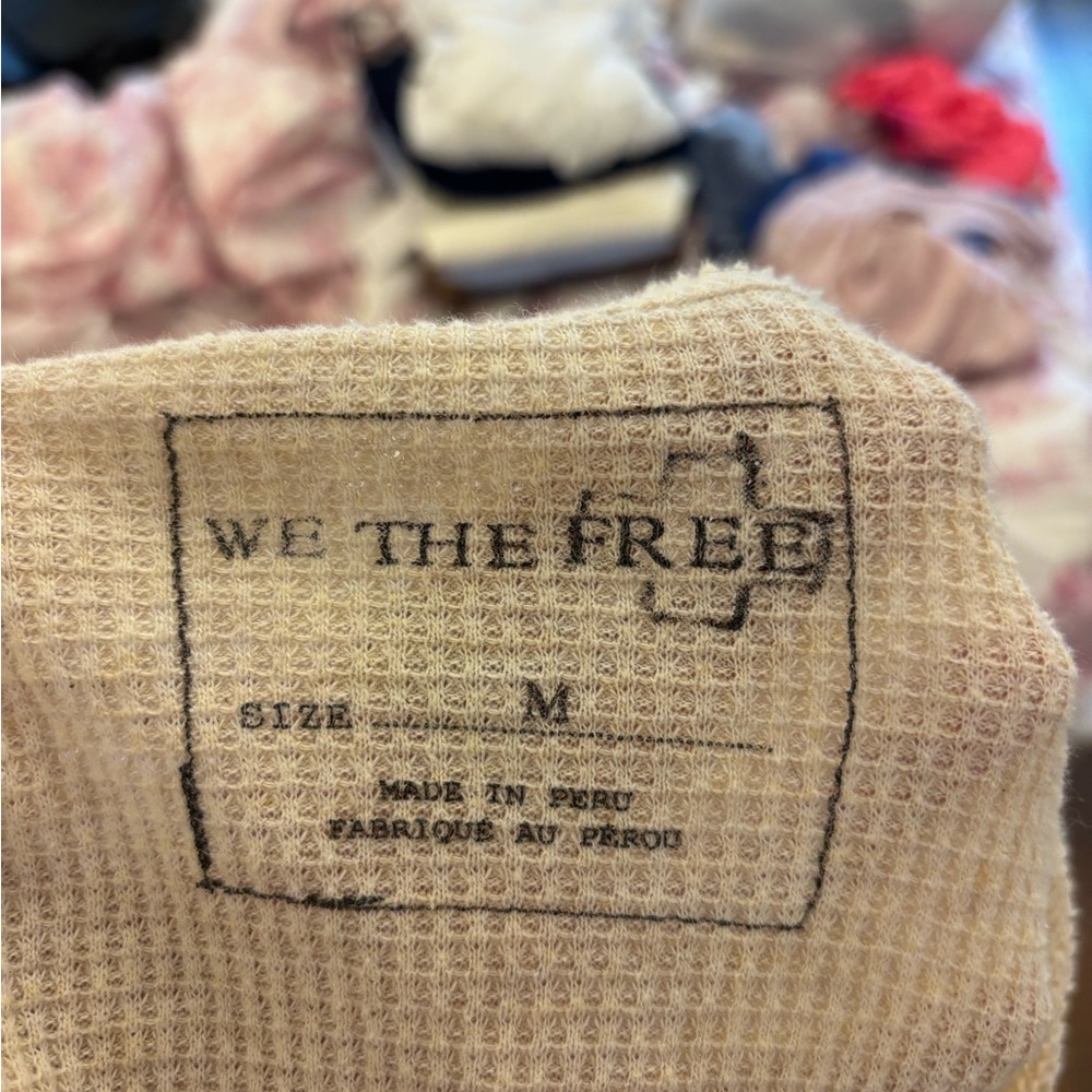 We The Free Beige Waffle Knit swing Top - Picture 3 of 3